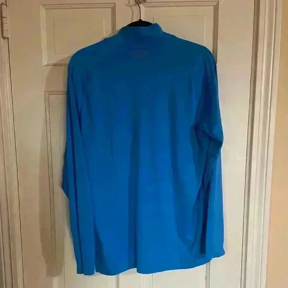 Under Armour Collared Shirt Blue Long Sleeve Polo Golf Heatgear Size Medium - Picture 7 of 9